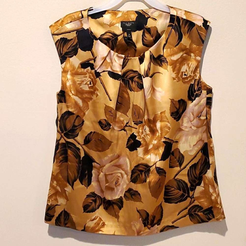 ❤ TALBOTS SILK SATIN SLEEVELESS FLORAL TOP / SHIRT, 2P